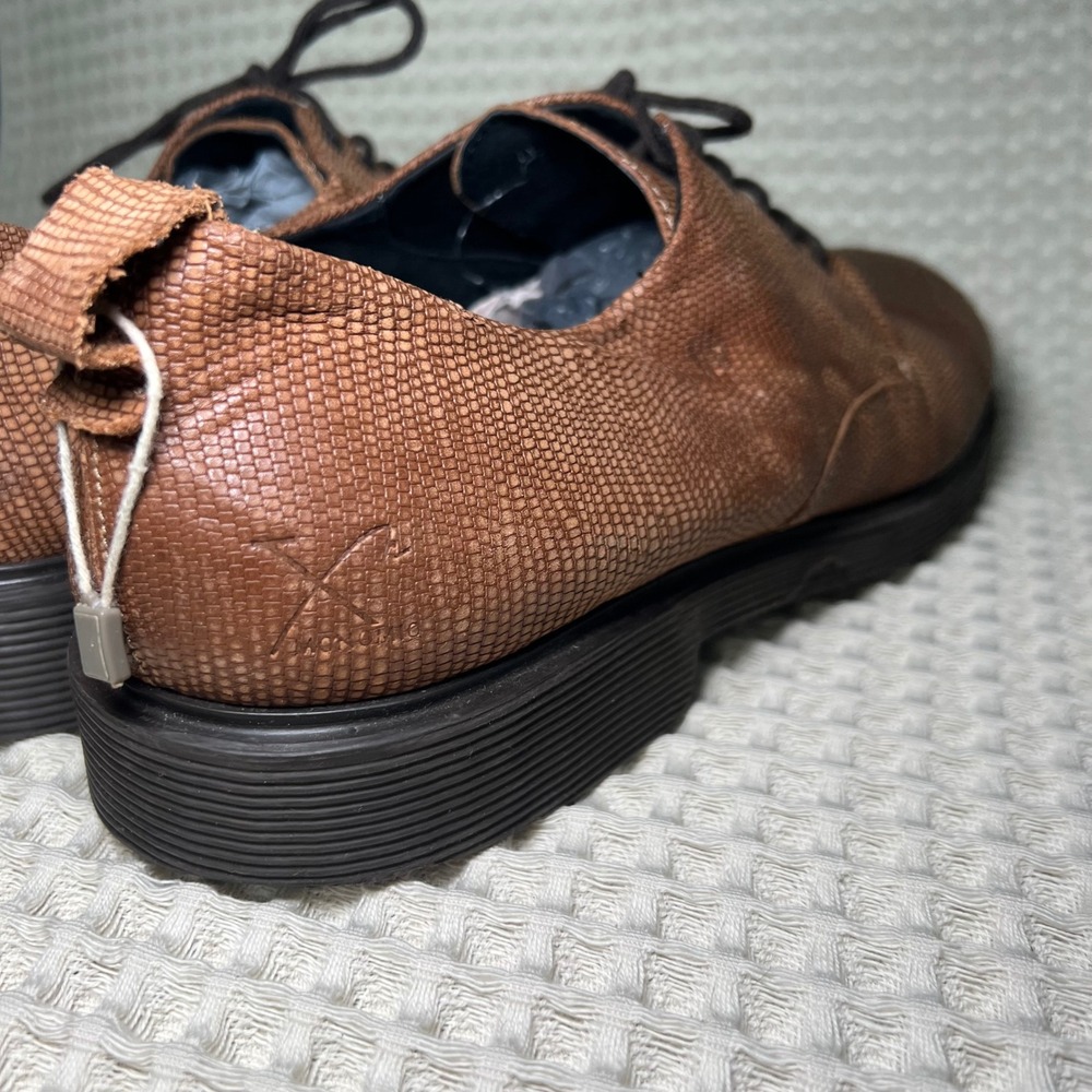 MONOMIO Mens Brown Textured Leather Lace Up Oxford Dress Shoes Size 45 - Picture 5 of 8